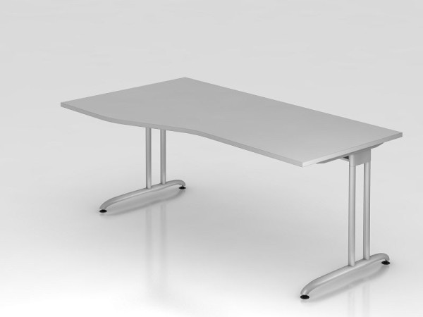 Hammerbacher bureau C-poot 180x100/80cm grijs, horizontale kabelgoot, werkhoogte 72 cm, VBS18/5/S
