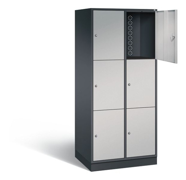 C+P XL lockerkast Intro, H1950xW820xD590mm, kleur: zwart-grijs/wit aluminium, 8370-203 S10075