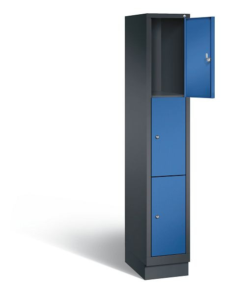 C+P lockerkast Evolo, H1800xB320xD500mm, kleur: zwartgrijs / gentiaanblauw, 48020-103 S10041