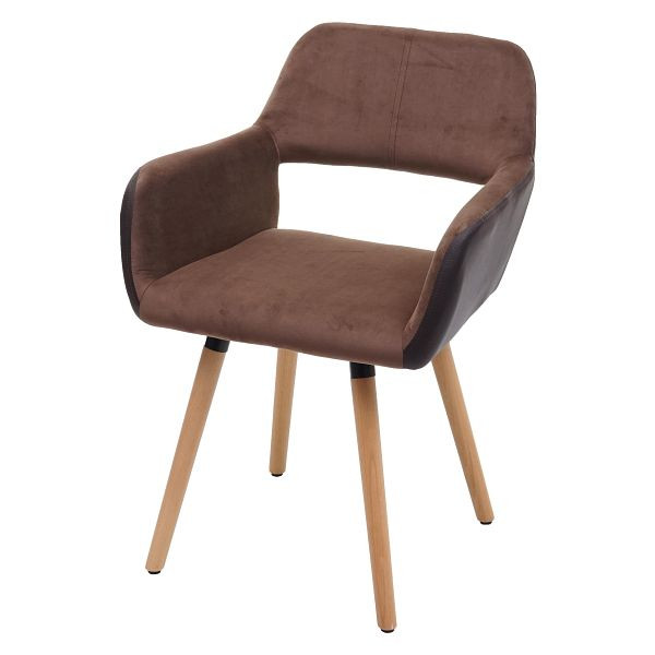 Mendler eetkamerstoel HWC-A50 II, keukenstoel, retro jaren 50 design, kunstleer/stof, lichtbruin, lichte poten, 72500