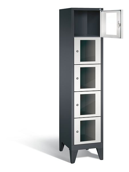 C+P lockerkast Classic, H1850xB420xD500mm, kleur: zwartgrijs/lichtgrijs, 8010A125 S10013