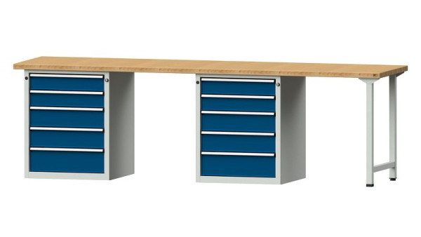ANKE werkbanken combinatie werkbank, model 915 V, 2800 x 700 x 840 mm, RAL 7035/5010, BMP 40 mm, 415.128