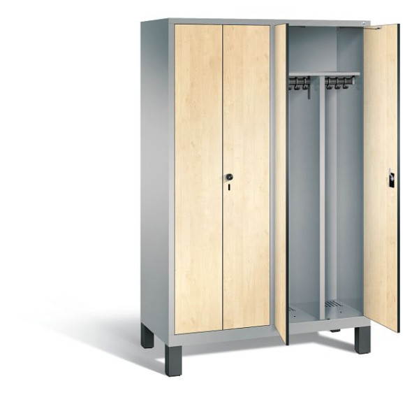C+P zwart wit kastje Evolo, H1850xW1190xD500mm, kleur: wit aluminium / Donau esdoorn decor, 48012-40 S10216