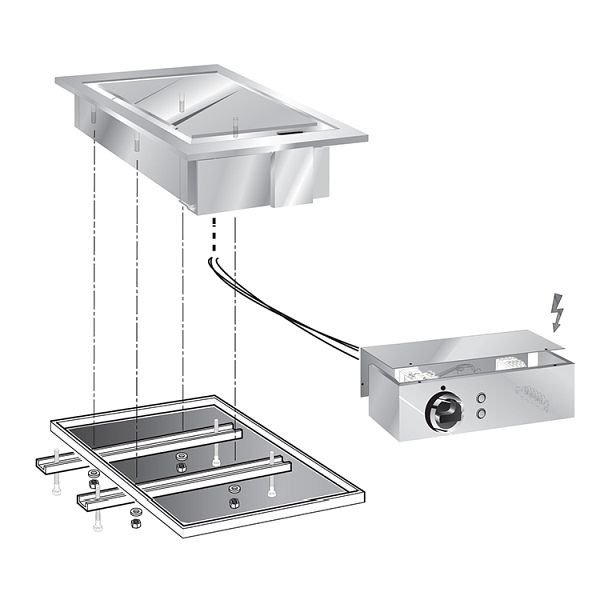 Gastro-Inox drop-in grillplaat met RVS bakoppervlak, 40cm met aansluitdoos, 160.530