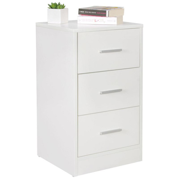 Wohnling nachtconsole OLAV hout modern met 3 laden wit, 37,5 x 68 x 35 cm, WL5.153
