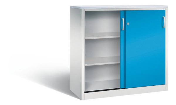 C+P dressoir met schuifdeuren Acurado, H1200xB1200xD500mm, kleur: lichtgrijs/lichtblauw, beugelgreep, 3 niveaus, 2057-1200 S10284