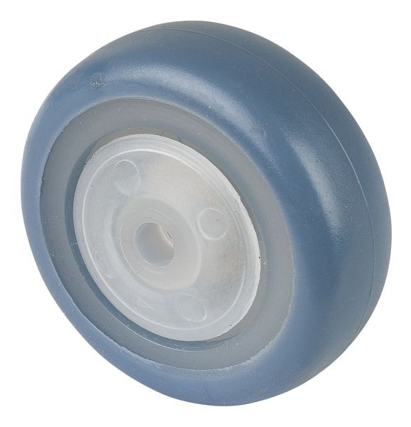 BS wheels rubberen wiel, velg naturel, loopvlak lichtblauw, kogellagers, wieldiameter 75 mm, verpakking van 8, A85.076.F005