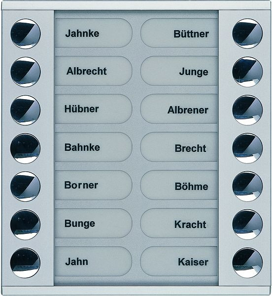 TCS beldrukkeruitbreiding voor audio voordeurstation serie PES/AVE 14 beldrukkers (rechts/links uitgelijnd), AP zilver, PET14-EN/04