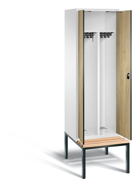C+P zwart wit locker Evolo, H2090xB610xD815mm, kleur: verkeerswit / decor eiken Sereno, 48052-20 S10249