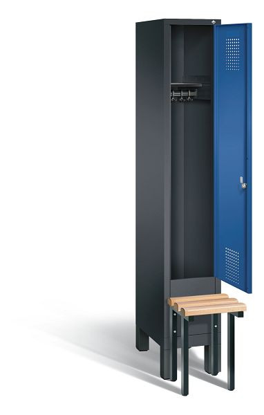 C+P garderobe Evolo, H1850xB320xD815mm, kleur: zwartgrijs / gentiaanblauw, 48030-10 S10015