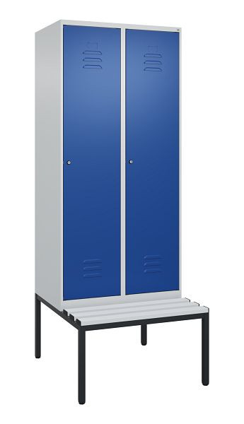C+P luierkluis Classic PLUS met middenwand, 2 vakken, 2120x800x815mm, 7035/5010, cilindersloten, 0800507-22F S10018