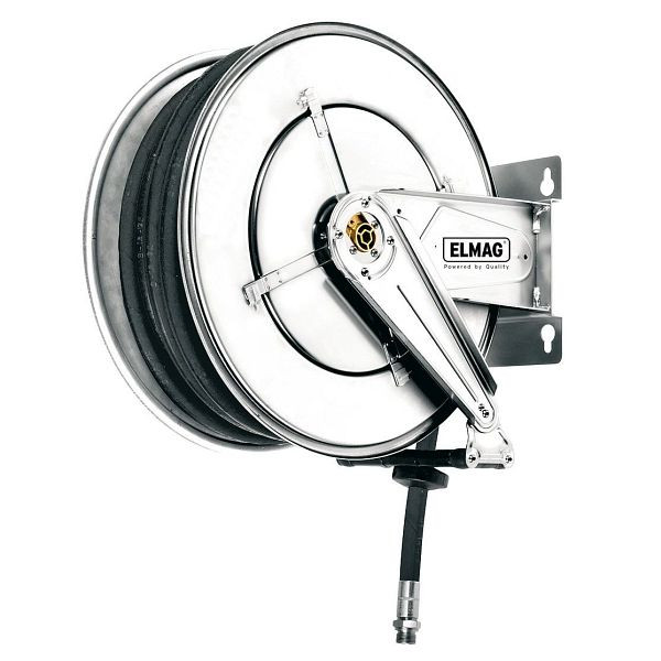ELMAG industriële slanghaspel RVS '562/25' voor perslucht en water 130°C, 30 m, 1', 50 bar, 43466