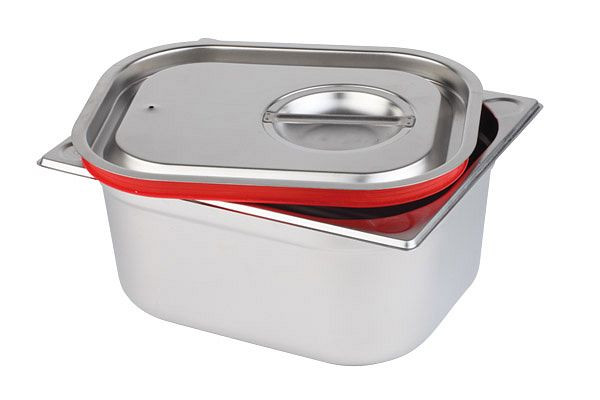 APS GN 1/6 transportsteekdeksel, 17,6 x 16,2 cm, RVS, met rode siliconenafdichting, 80027