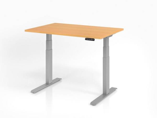 Hammerbacher bureau XDKB12, 120 x 80 cm, blad: beukenhout, 25 mm dik, ABS dikke rand, rechthoekige vorm, VXDKB12/6/S