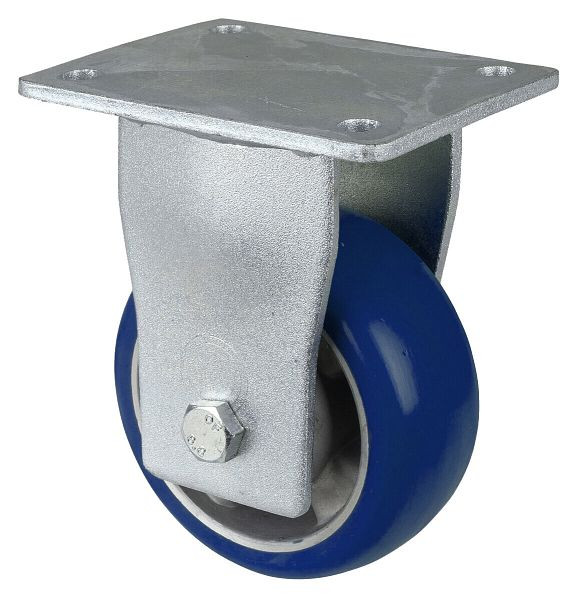 BS Rollen zwaarlastwiel bokwiel, polyurethaan wiel 83 Shore, aluminium velg, kogellager, plaat, diameter: 125 mm, RR110.B92.125