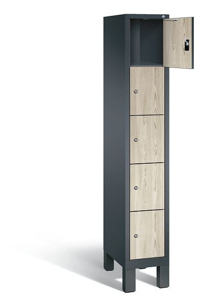 C+P lockerkast Evolo, H1850xB320xD500mm, kleur: antracietgrijs / decor Sen ash, 48010-105 S10150