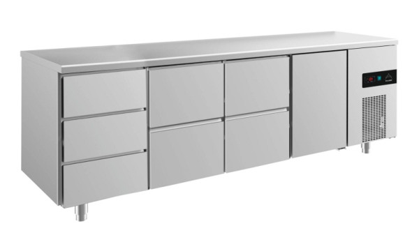 A&S Polarny koeltafel -2 tot +8°C met 1x deur rechts, 2x twee laden en 1x drie laden links, 2330 x 700 x 850 mm, KT4DZZT