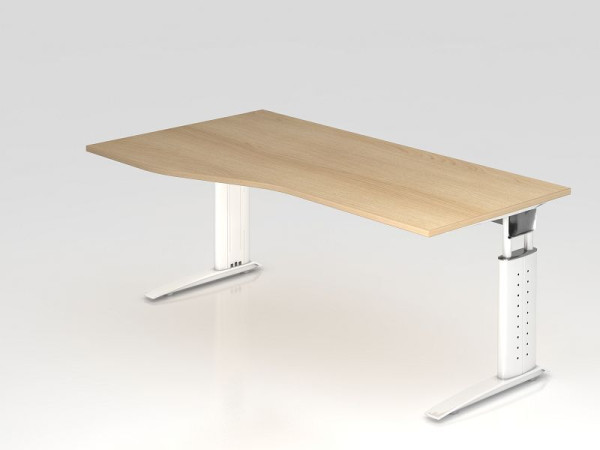 Hammerbacher bureau C-poot 180x100/80cm eiken/wit, werkhoogte 68-86 cm verstelbaar, VUS18/E/W