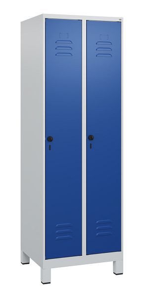 C+P luierkluis Classic PLUS met middenwand, voeten, 2 vakken, 1800x600x500mm, 7035/5010, veiligheidsdraaigrendel, 0800107-20F S10003