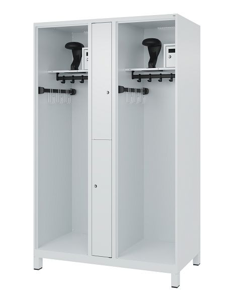 C+P brandweerkast Evolo, model MAXI, 2 compartimenten, H1850B1200T600 mm, lichtgrijs, voeten, 0496315-020 S10006