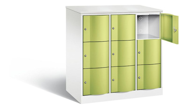 C+P XL lockerkast Resisto, H1255xB1148xD640mm, kleur: verkeerswit / virid green, 8573-373 S10171