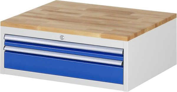 RAU ladekast serie 7000, B770 x D650 x H285mm, 2 x lade maat XL 1xH60, 1xH120 mm, massief beukenhouten blad, dikte 25 mm, 03-XL1.1A-B.11