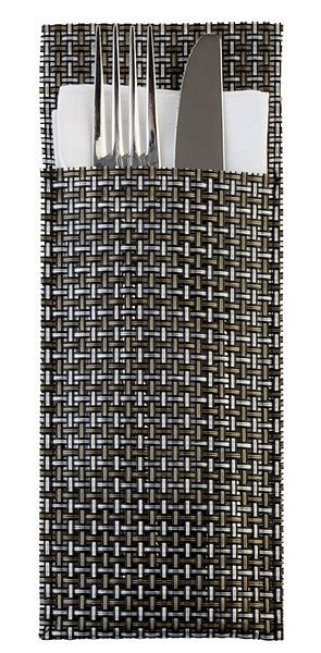 APS servet- en bestekzakjes, 24 x 9 cm, zilvergrijs, PVC, smalle band, set van 6, 60551