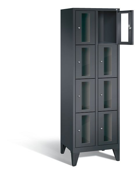 C+P lockerkast Classic, H1850xB610xD500mm, kleur: zwart-grijs, 8010A204 S10014