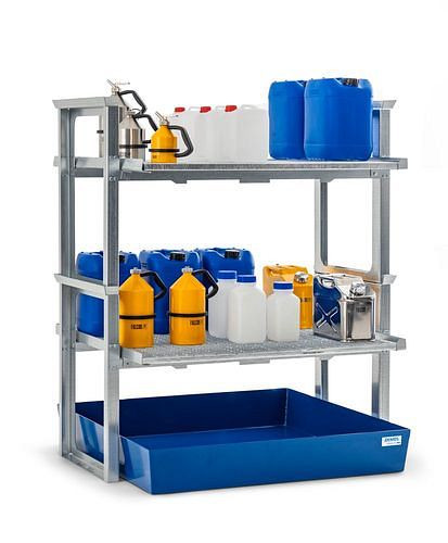 DENIOS rek voor kleine containers, met stalen bak, 1429 x 1210 x 837 mm, 291-789
