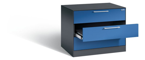 C+P ladekast Asisto, H710xB800xD600mm, kleur: zwartgrijs / gentiaanblauw, beugelgreep, 146273-324 S10023
