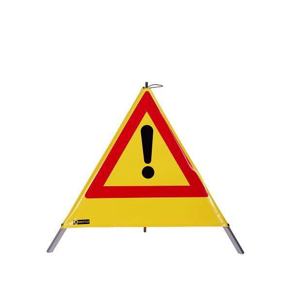 NESTLE waarschuwingspiramide 70cm WAPY 70G, licht frame met centrale voet, folie geel, uitroepteken VZ101, 19401001