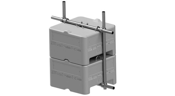 Schake betongewicht SET 2 bestaande uit: 3x betoninstallatieapparaat 600 kg, 4x verbindingsbuis voor betongewichten 1,3m, 4x normale koppeling BB, 3F120-SET2