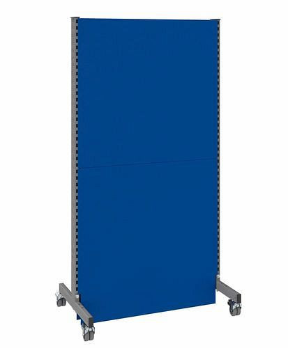 DENIOS mobiele akoestische scheidingswand, basisveld, B 1000, H 2000 mm, tweezijdige akoestische geperforeerde plaat, grijs/blauw, 293106