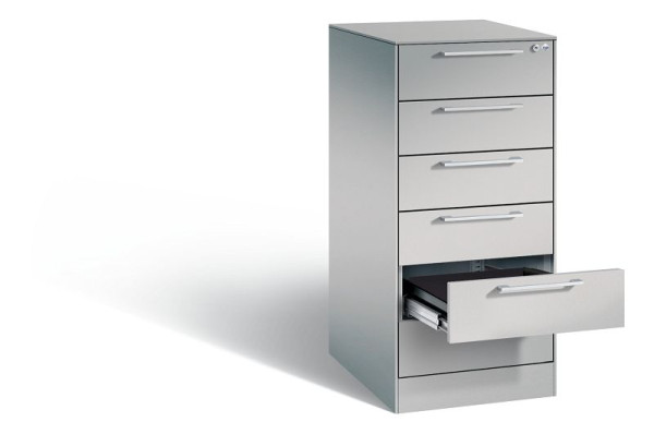 C+P archiefkast Asisto, H1010xB440xD600mm, kleur: wit aluminium, beugelgreep, 146245-622 S10027