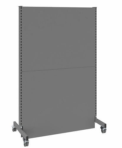 DENIOS mobiele akoestische scheidingswand, basisveld, B 1250, H 2000 mm, tweezijdige akoestische geperforeerde plaat, grijs, 293070