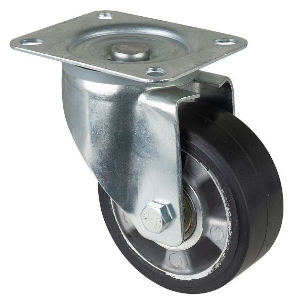 BS rollen transportrol, wielbreedte 50 mm, wiel-Ø 125 mm, draagvermogen 220 kg, zwarte elastische banden, aluminium wiellichaam, kogellagers, LSS400.B80.125