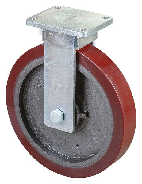 BS Rollen Zwaarlastwiel, bokwiel, wielbreedte 75 mm, wiel-Ø 400 mm, draagvermogen 2500 kg, polyurethaan gegoten 95 Shore A, gegoten, kogellager, RR110.C10.400