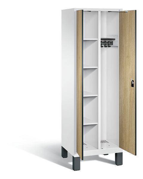 C+P reinigingsmiddelenkast Evolo, H1850xB610xD500mm, kleur: verkeerswit / decor eiken Sereno, 48060-20 S10120