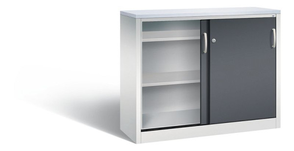 C+P dressoir met schuifdeuren Acurado, H1000xB1200xD400mm, kleur: lichtgrijs/zwartgrijs, beugelgreep, 2046-00 S10213