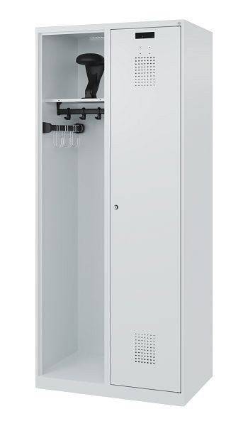 C+P brandweerkast Evolo, model KOMBI, 2 compartimenten, H1850B800T500 mm, lichtgrijs, helmbevestiging, 0494015-16 S10003