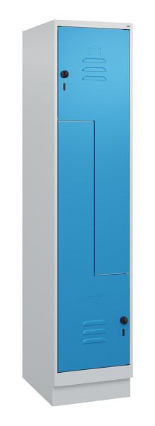 C+P Z-Spind Classic PLUS, Sockel, 2 Abteile, 1800x400x500mm, 7035/5012, Drehriegel, 0800237-122 S10004