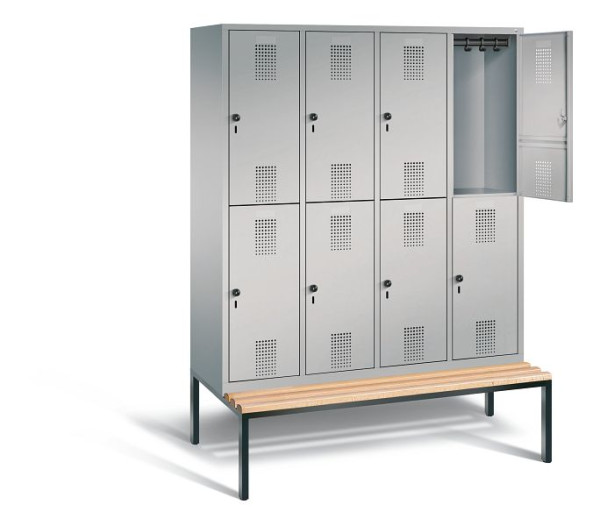 C+P locker dubbeldekker Evolo, H2090xB1590xD810mm, kleur: wit aluminium, 48350-42 S10180