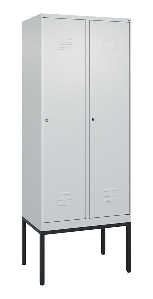 C+P Umkleidespind Classic PLUS, Gestell, 2 Abteile, 2120x800x500mm, 7035/7035, Zylinderschlösser, 0800307-22 S10024