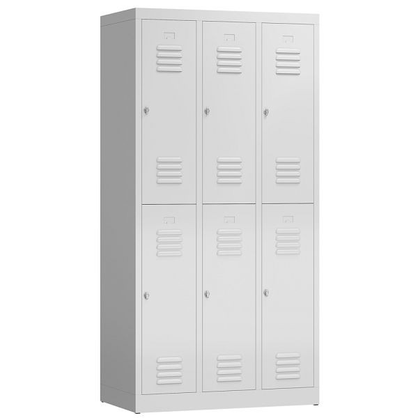 Lüllmann ClassiX kledingkast, 3 vakken, dubbeldekker, 1800 x 870 x 500 mm, signaalwit, X-520237