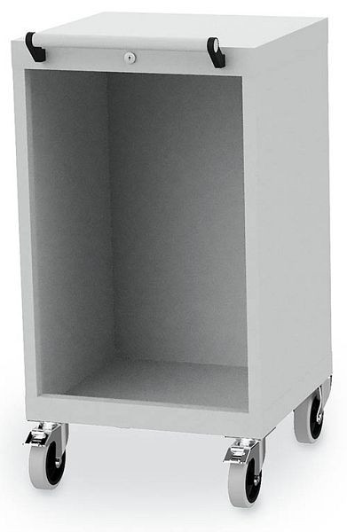 Bedrunka + Hirth ladekastbehuizing, R 18-16, afmetingen in mm (BxDxH): 530 x 500 x 1080, 4 x zwenkwielen, waarvan 2 met rem, Ø 100, 01.049M125
