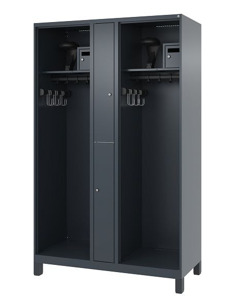 C+P brandweerkast Evolo, model MAXI, 2 compartimenten, H1850B1200T500 mm, antraciet, voeten, 0496015-020 S10007