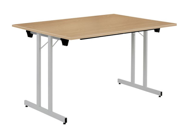 Bisley MULTI Desking klaptafel, rechthoekig, met klikfunctie, aluminium, 19 mm, BC beukendecor, H 740 x B 1200 x D 800 mm, KT1208BC300