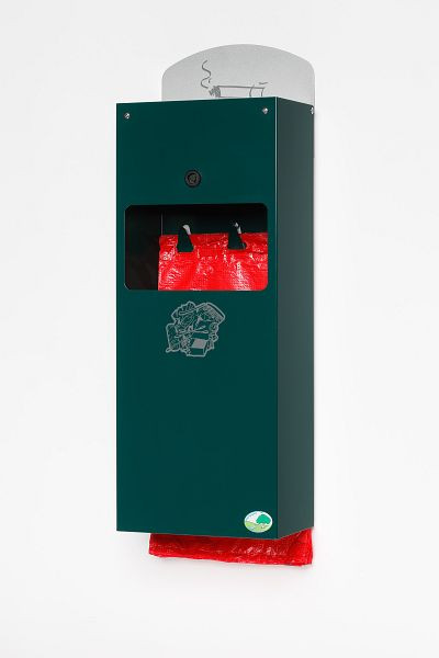 VAR hondenpoepzakjesdispenser met asbak DS 4, mosgroen, 21193