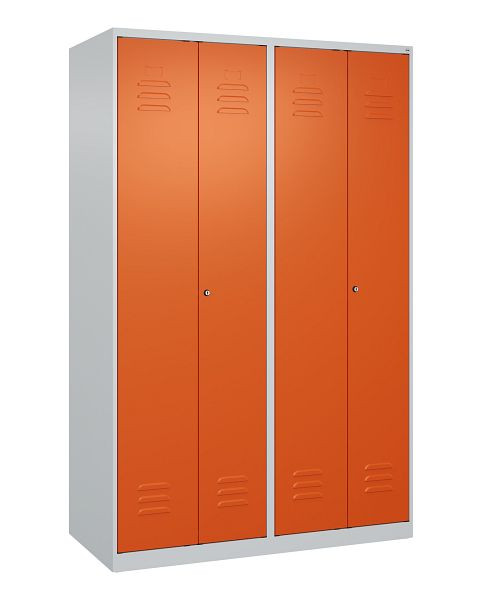 C+P Umkleidespind Classic PLUS SW, 4 Abteile, 1850x1200x500mm, 7035/2004, Zylinderschlösser, 080002-40 S10031