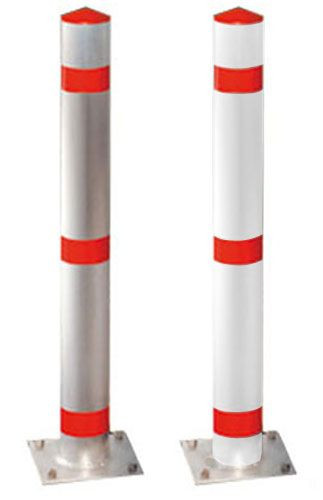 Afzetpaal "Acero" Ø102mm, van staal, voor inzetting in beton, verzinkt en gecoat, rood/wit, 13516-rw